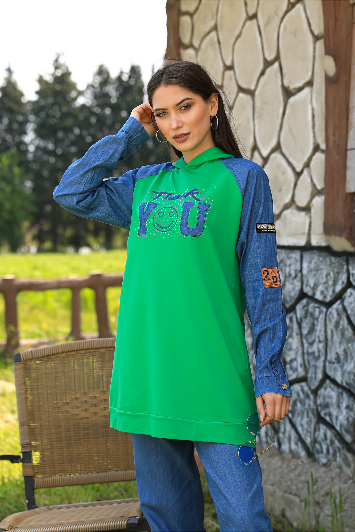 Ensemble 2 Pièces – Lysa – Vert – Jean – vue 3
