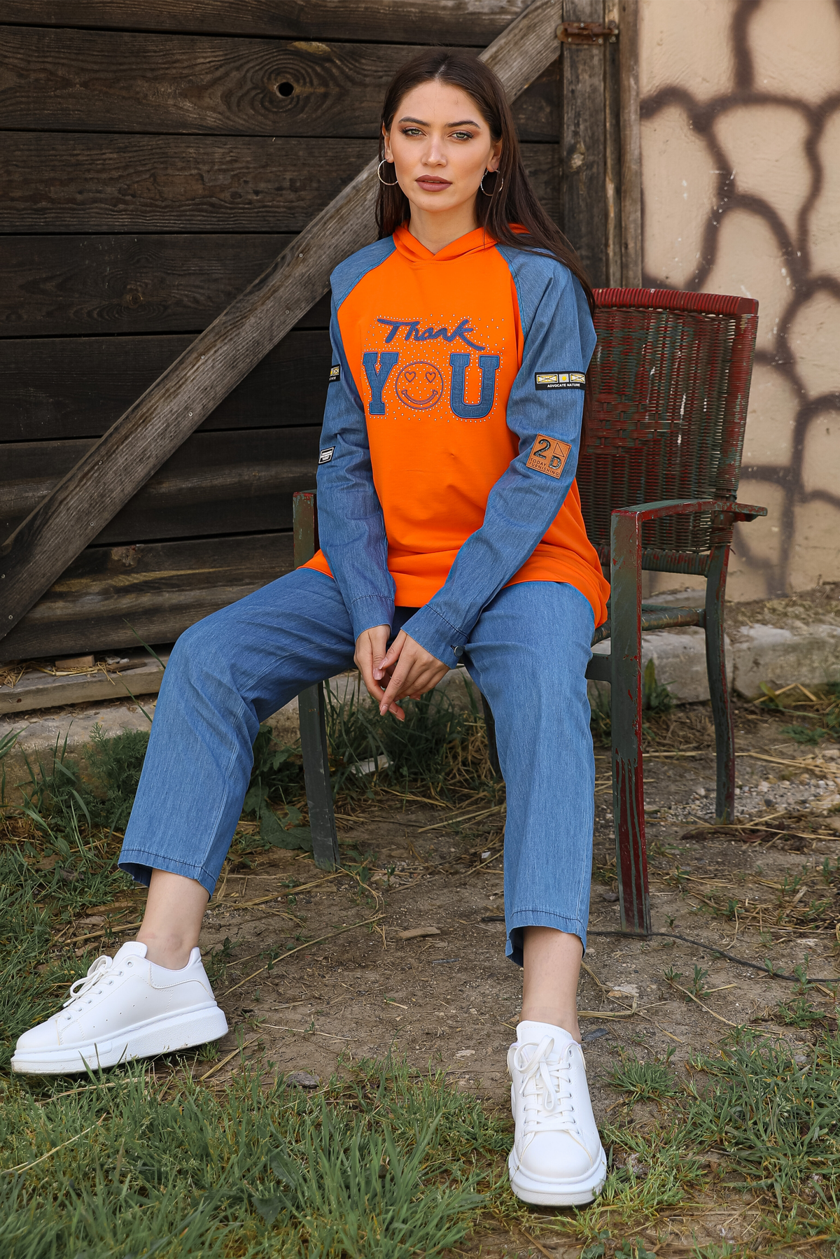 Ensemble 2 Pièces – Lysa – Orange – Jean – vue 2