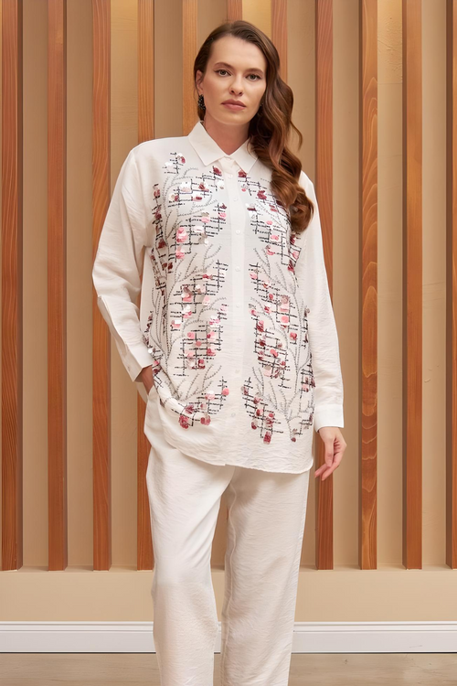 Chemisier Chic Classique – Blanc – vue 2
