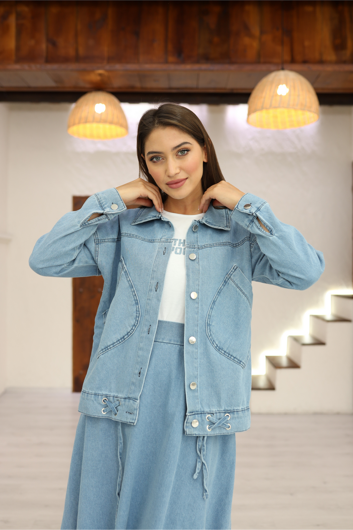 Ensemble 3 Pièces – Celia – Bleu Clair – Jean – vue 3