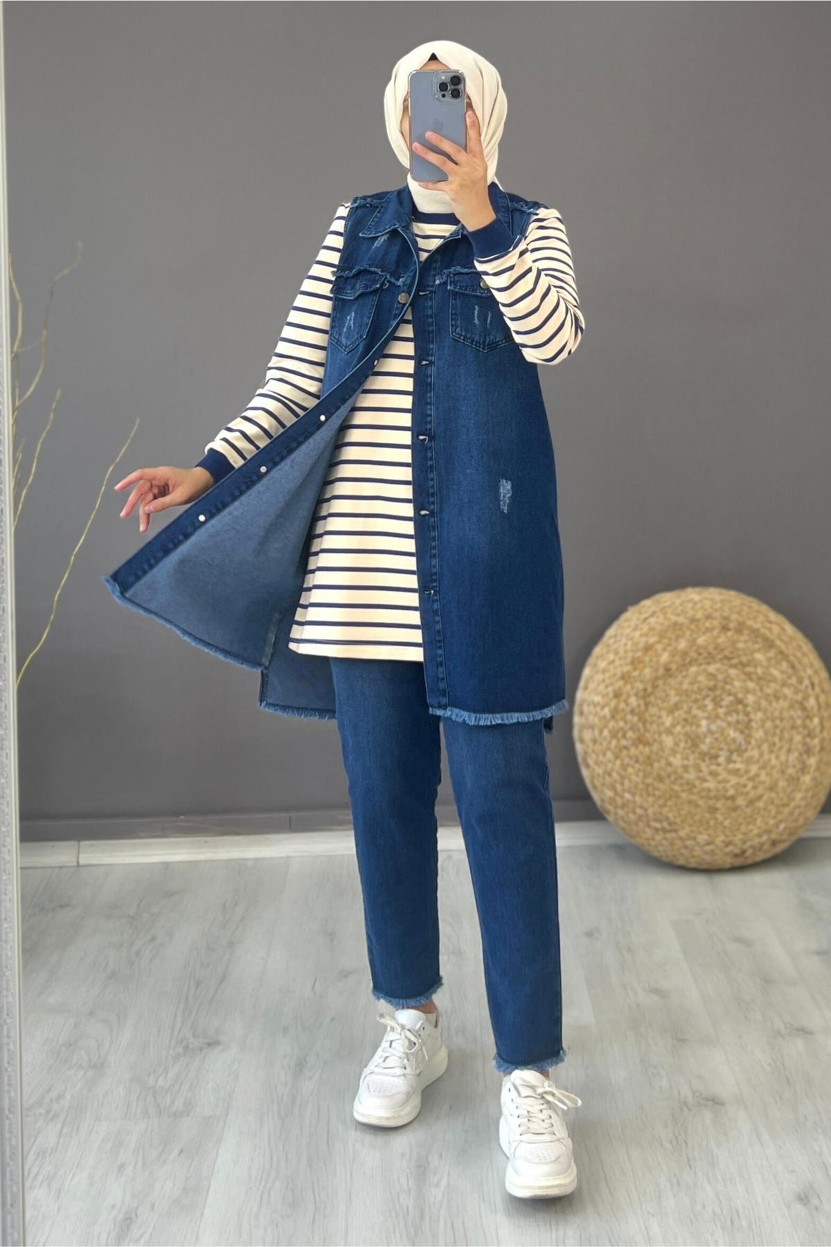 Ensemble 3 Pièces – Assala – Bleu – Jean – vue 2