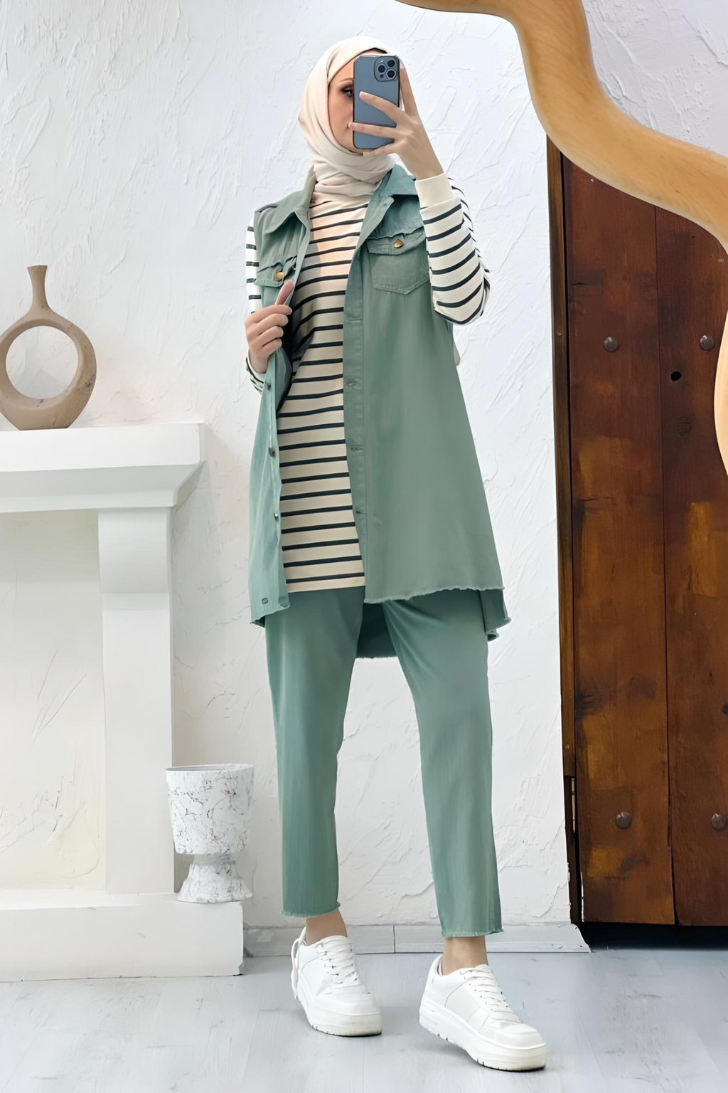 Ensemble 3 Pièces – Assala – Vert – Jean – vue 2